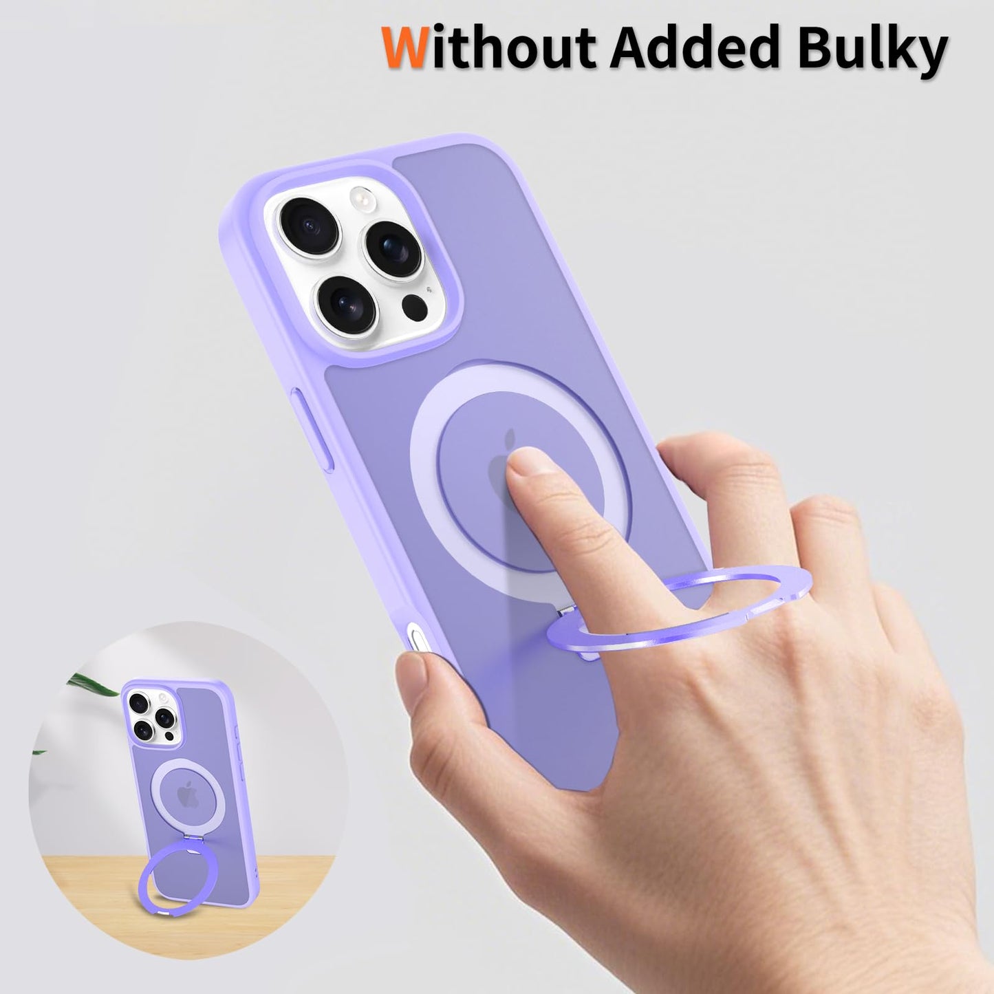 iYavvort Ultra-Magnetic Stand for iPhone 16 Pro Case [Military Drop Protection] [Compatible with MagSafe] Shockproof Translucent Matte Slim Ring
