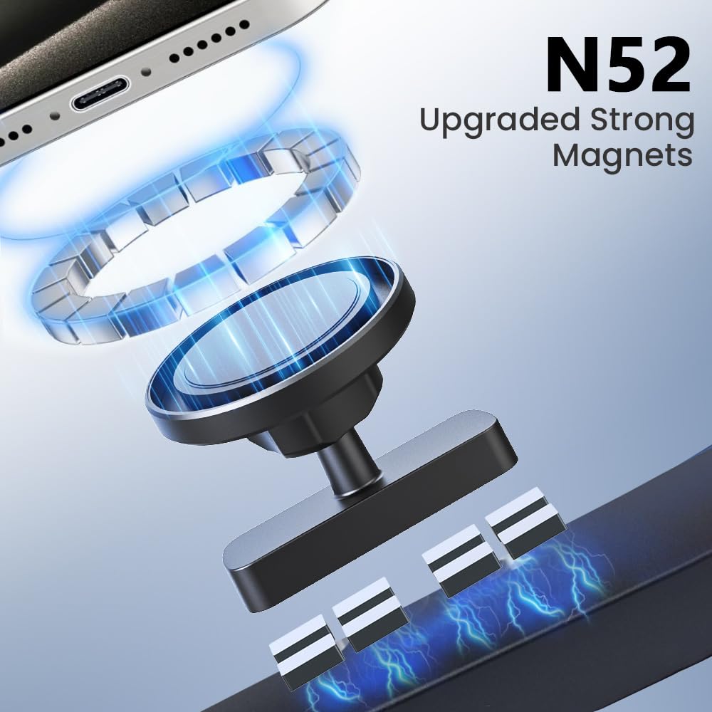 GIVUBES Magnetic Phone Holder for Gym & Office - [18N Strong] 360° Adjustable Mount for iPhone 16/15/14/13/12 Pro Max & Samsung Galaxy - Aluminum