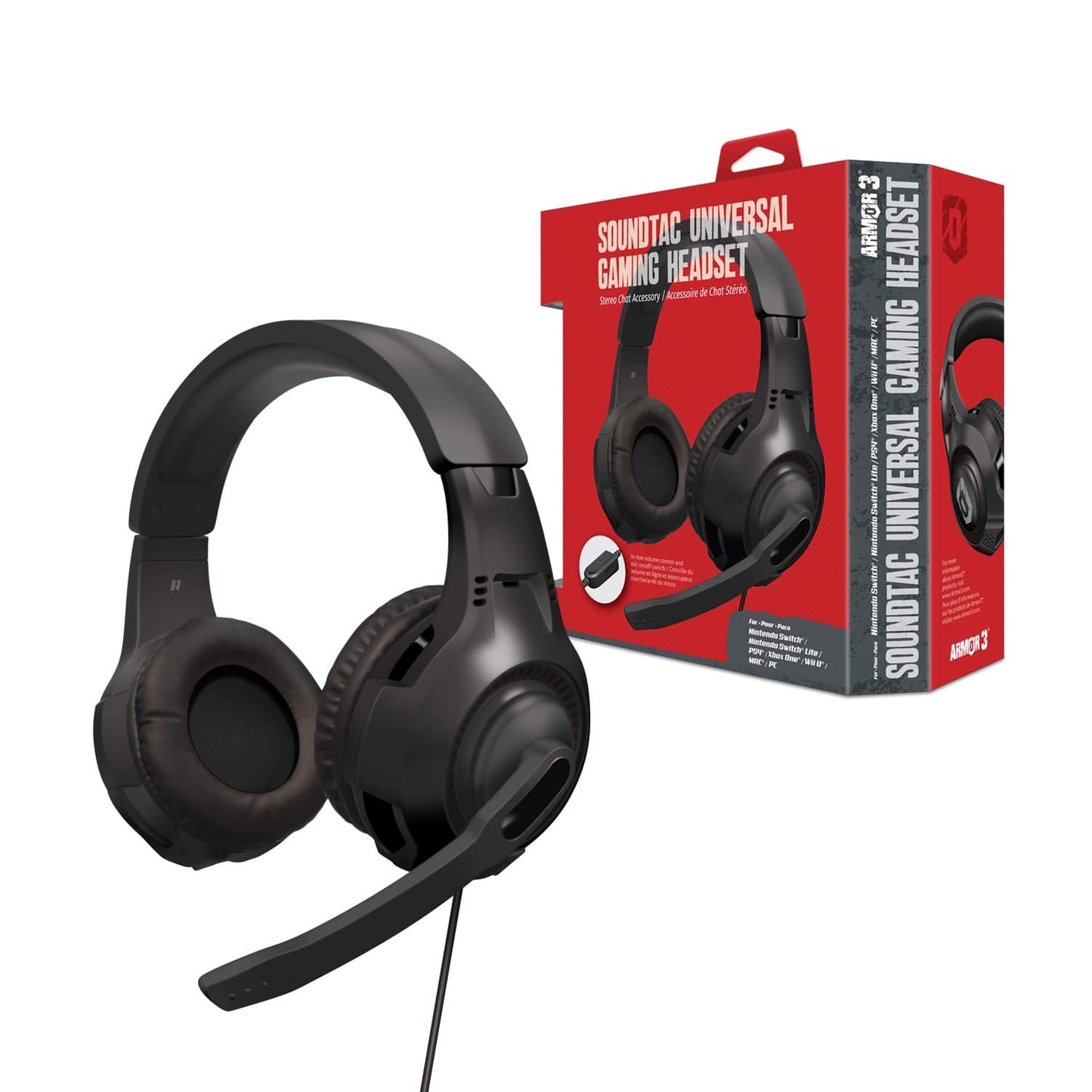Armor3 "Soundtac" Universal Gaming Headset (Black) for Xbox Series X/Xbox Series S/Nintendo Switch/Lite/ PS4/ PS5/ Xbox One/Wii U/PC/Mac - Nintendo