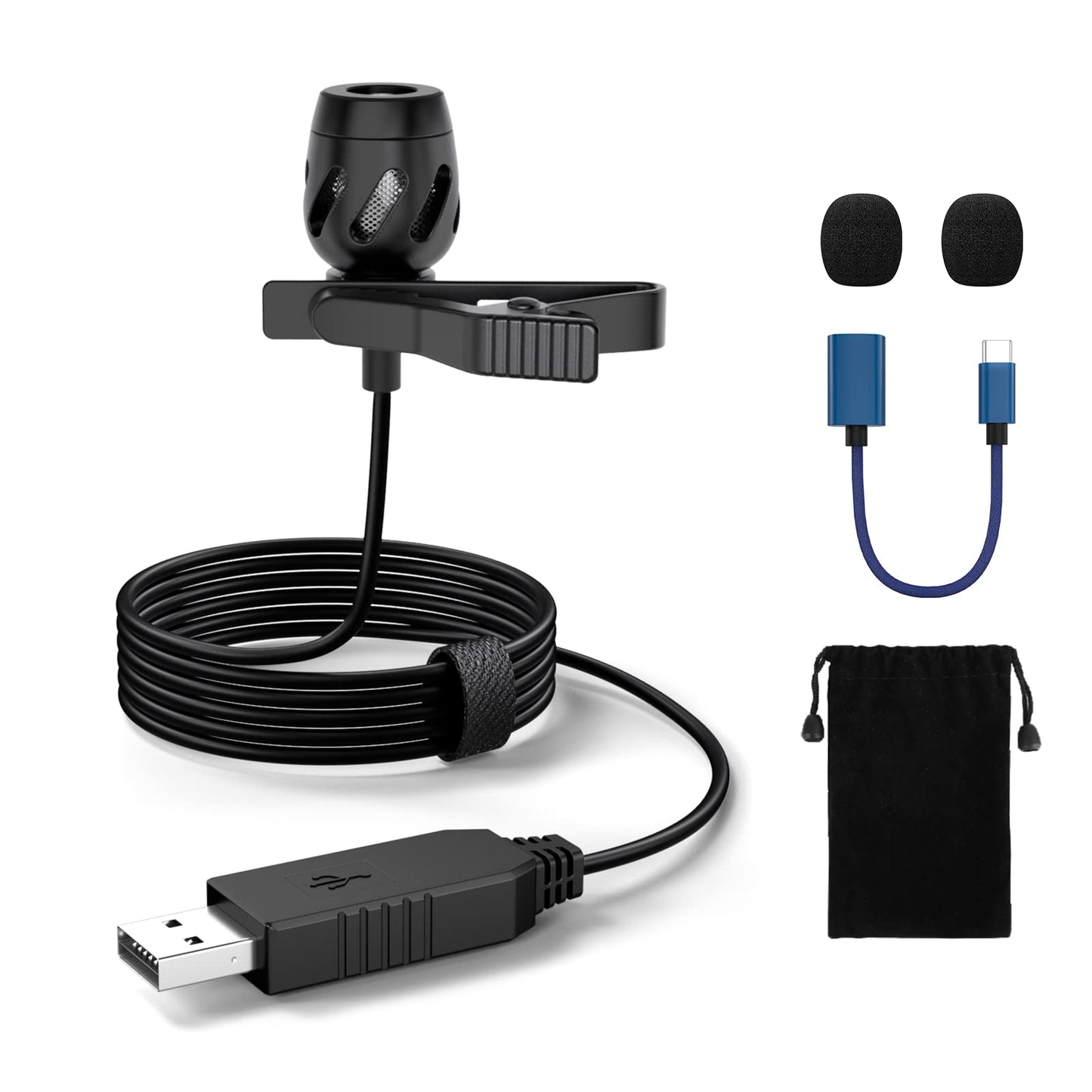 KMAG USB Lavalier Microphone, Lapel Microphone for Computer, USB-C Clip On Mic for YouTube, Recording, Podcasting, Gaming, Interview Omnidirectional