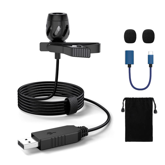 KMAG USB Lavalier Microphone, Lapel Microphone for Computer, USB-C Clip On Mic for YouTube, Recording, Podcasting, Gaming, Interview Omnidirectional