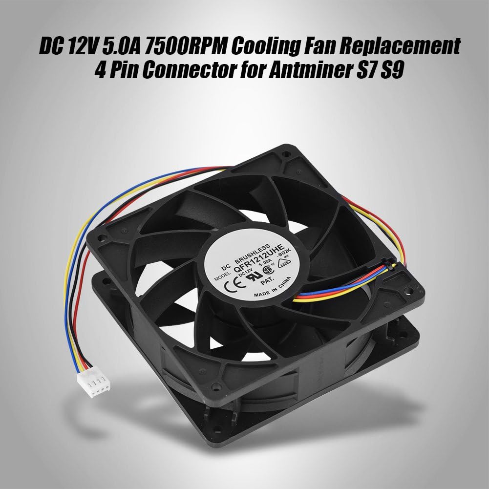 Cooling Fan for S7 S9, DC 12V 5.0A 7500RPM, 4 Pin Connector Replacement