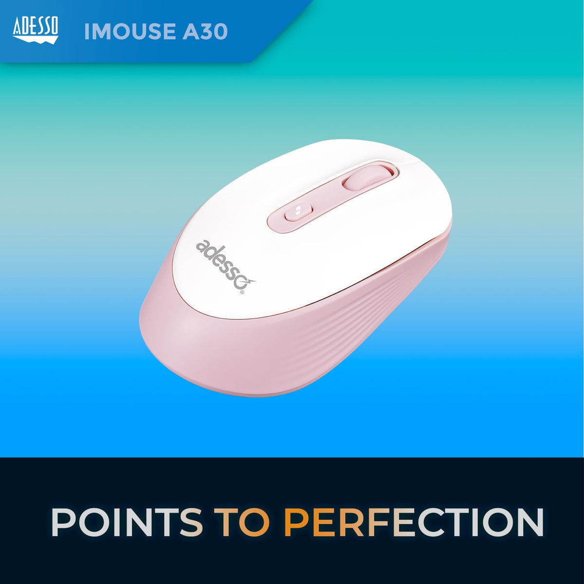 Adesso iMouse A30 Wireless Mouse with 1200 DPI, Pink