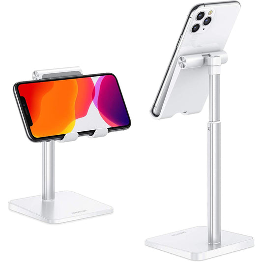OMOTON Cell Phone Stand, Adjustable Angle Height Desk Phone Dock Holder for iPhone Air 17 Pro Max/Plus/XS/XR, Samsung Galaxy S20 / S10 / S9 / S8