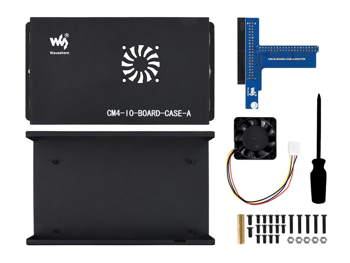 Waveshare Metal Box (A) Designed for Official Raspberry Pi Compute Module 4 IO Board Comes with Cooling Fan Mini Computer Chassis Robust