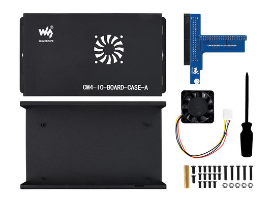 Waveshare Metal Box (A) Designed for Official Raspberry Pi Compute Module 4 IO Board Comes with Cooling Fan Mini Computer Chassis Robust