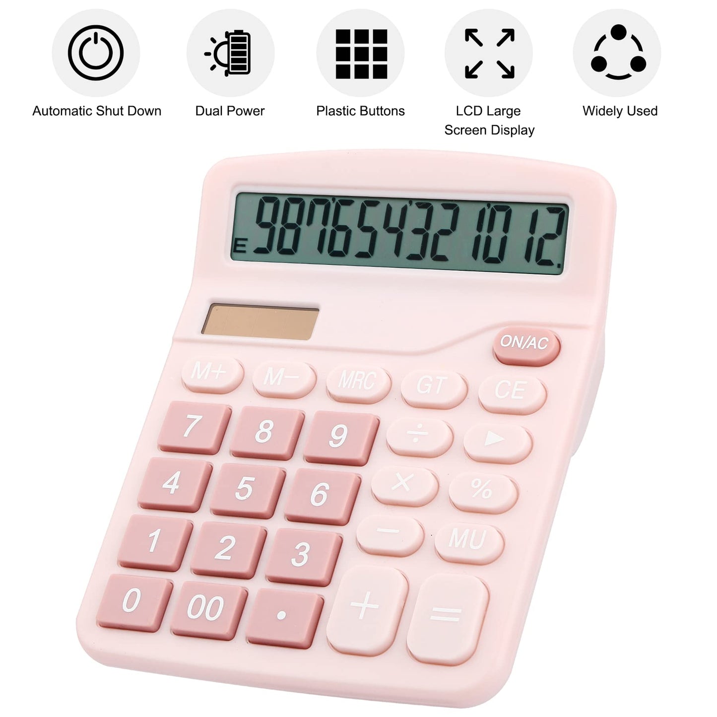 Desk Calculator, Envysun 12-Digit LCD Display Office Calculator - Dual Power, Compact and Lightweight, Easy-to-Read Display, Durable for Business