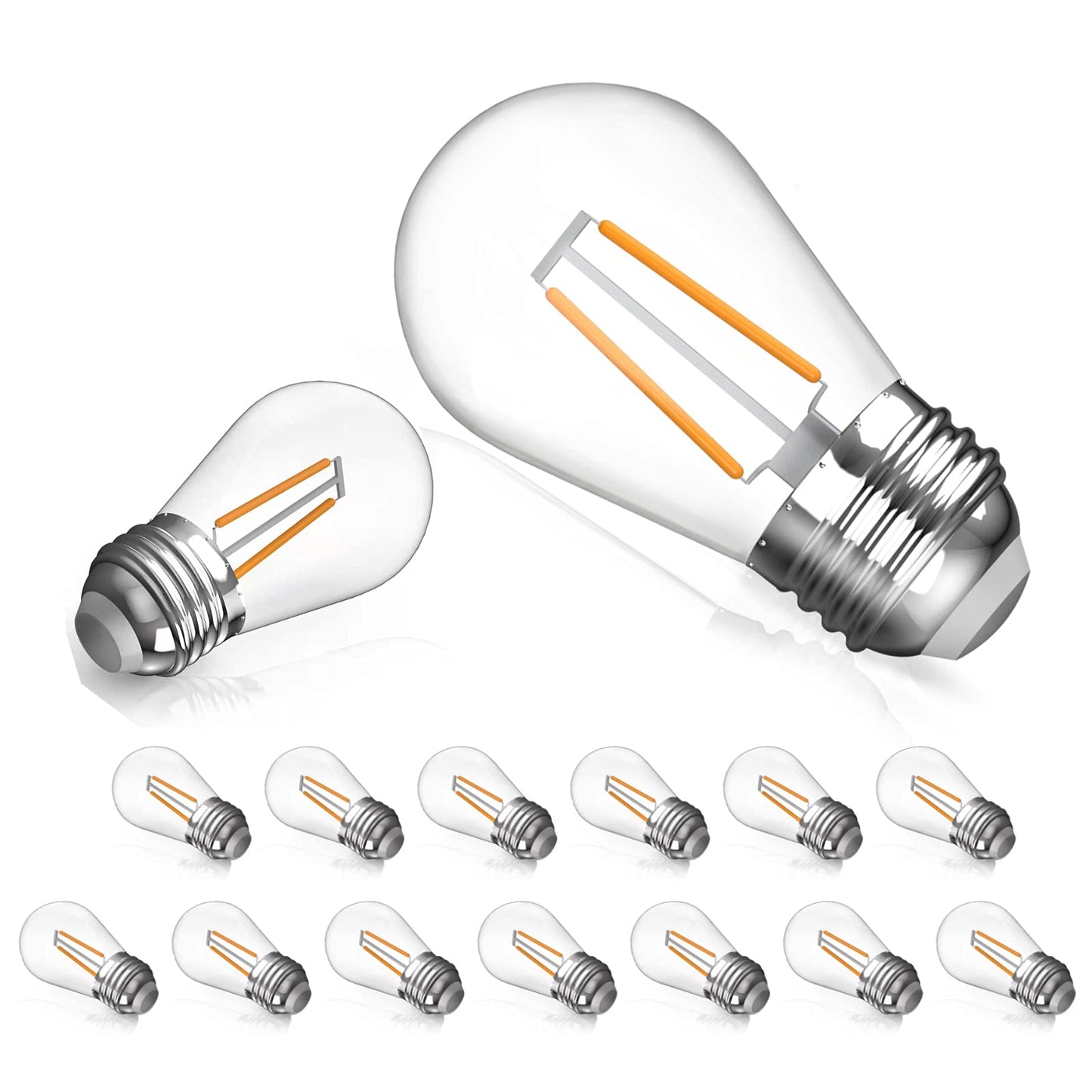 winsaLED 15 Pack 2W S14 Replacement Bulb for String Light, 2700K Soft White