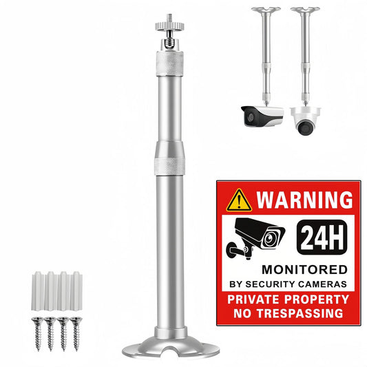SamIdea 7.87"~15.75" Silver Telescopic Mount Security Camera Wall Ceiling Mounting Bracket,Telescopic Adjustable Camera Wall Mount Bracket