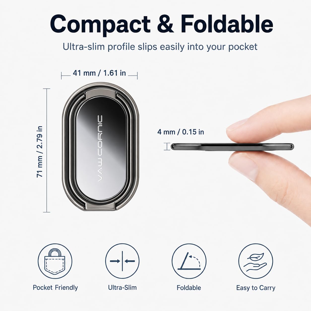 VAWcornic Phone Ring Holder Finger Kickstand, 540° Dual Direction Rotating Phone Grip for iPhone, Samsung, Huawei Smartphone, Tablet, Kindle, Switch