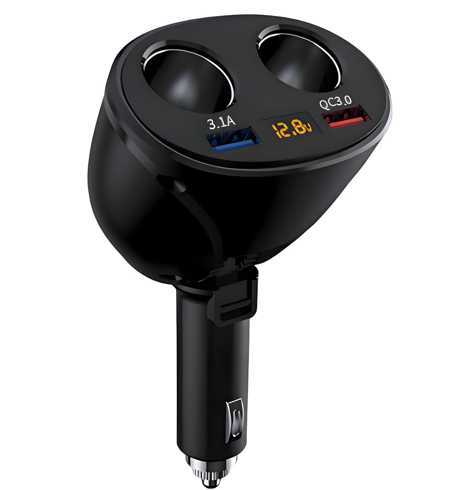 MESA'S LIVE Dual USB QC3.0 Car Charger, 180° Rotatable Foldable, LED Digital Voltage Current Display, Aluminum Shell, 12/24V for Car/Truck/RV, Fast