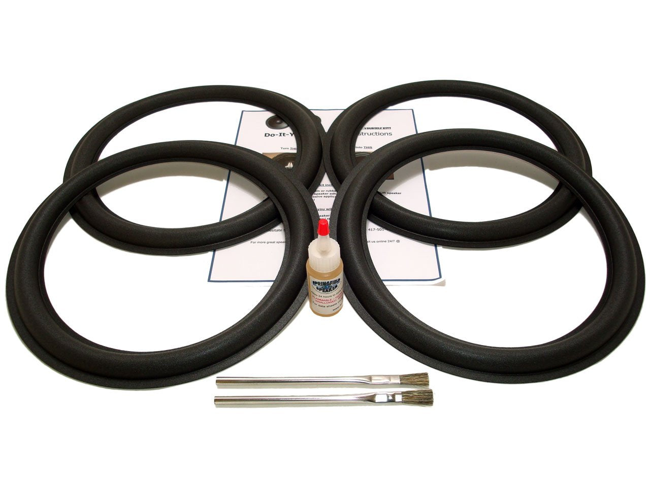 Springfield Speaker 12" Subwoofer Foam Surround Repair Kit - 4 Speaker Kit - Compatible with JL Audio 12W3, 12W3v2