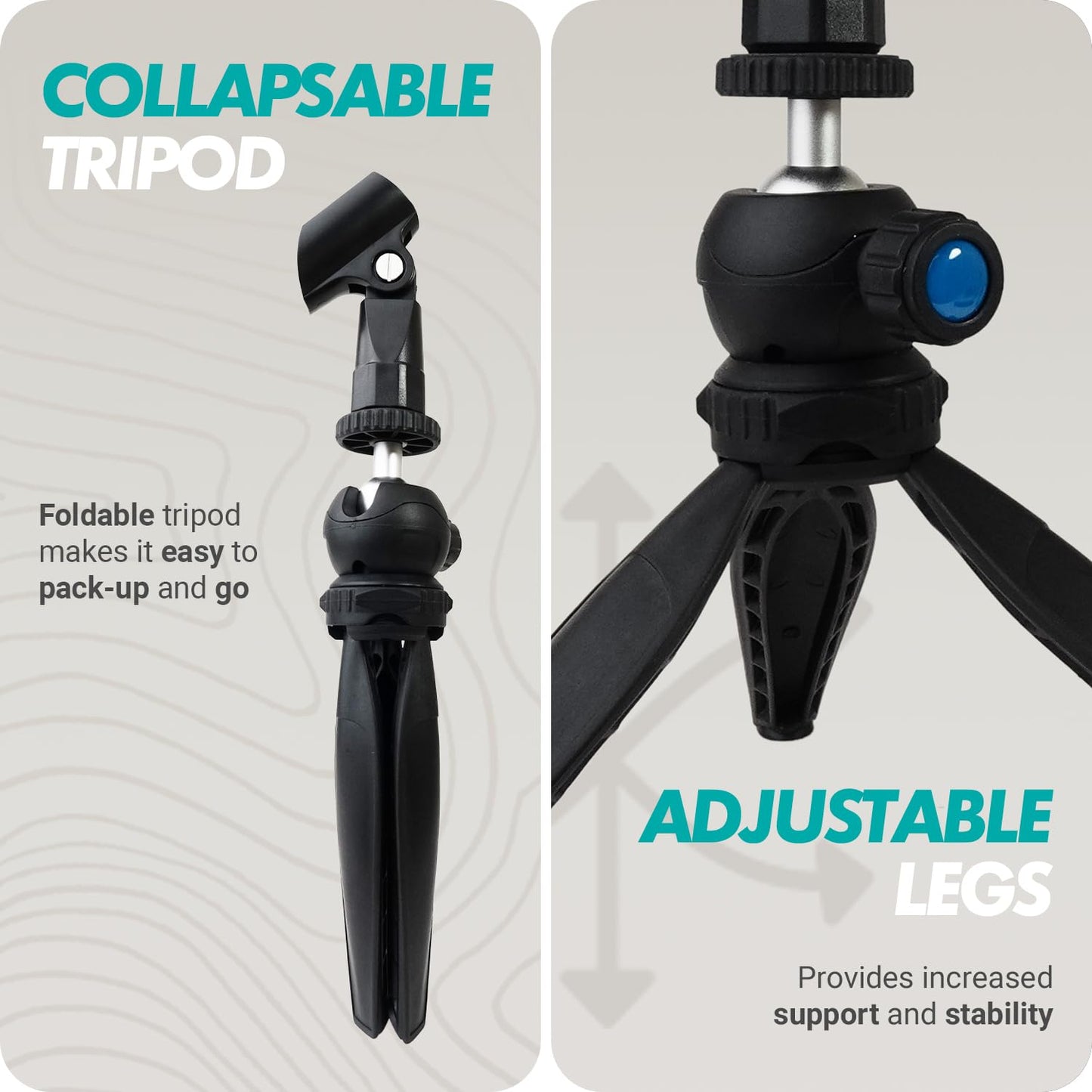 Movo HMT-2 Tabletop Tripod Microphone Stand for Movo WMX-HM and Rode Interview Go Handheld Wireless Mic Adapters. Perfect for Podcasting, Vlogging