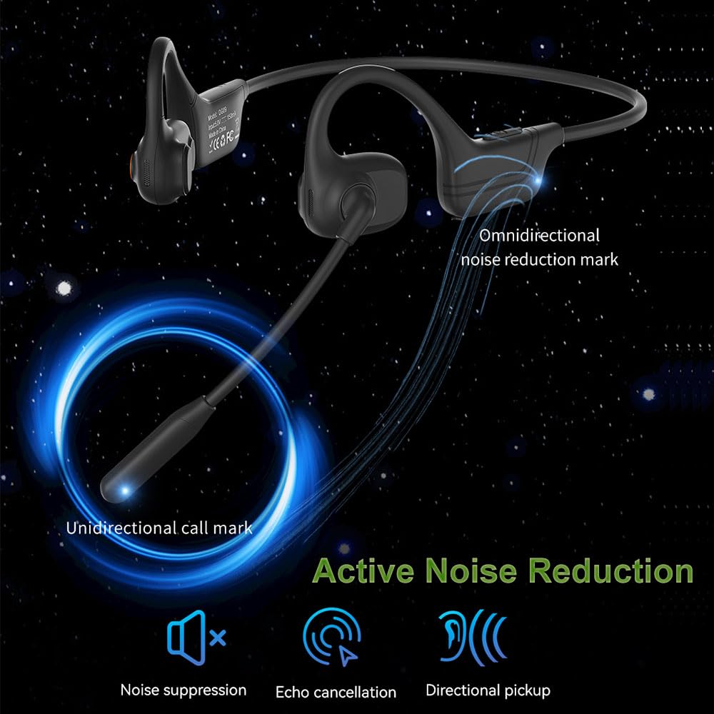 AYI Open Ear Air Conduction Bluetooth Headphone Dual Mic Rotatable Boom Mic Active Noise Cancellation IPX5 Waterproof Bluetooth 5.4 Pain-Free Design…