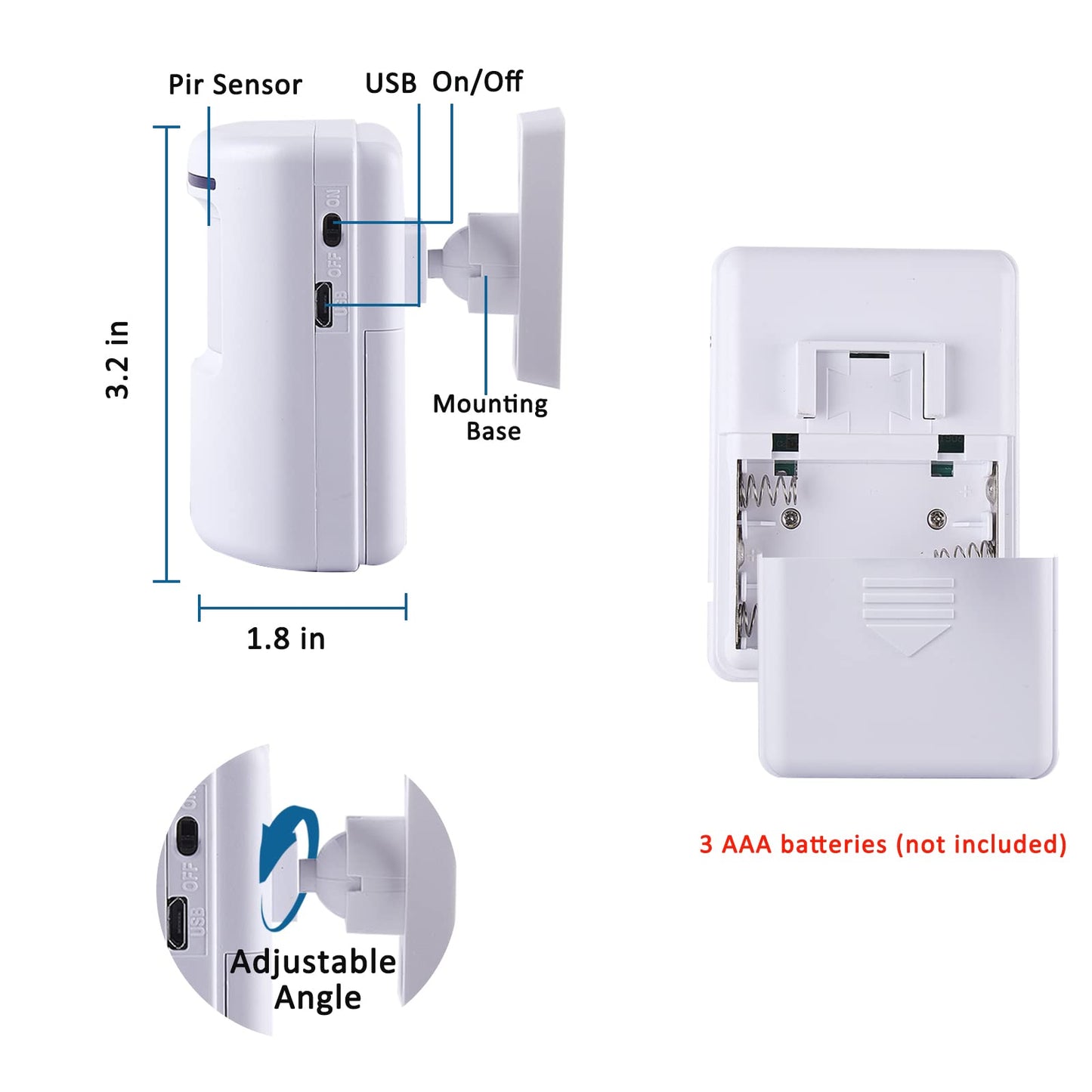 BESTOONE Motion Sensor Alarm, Long Range Wireless Driveway Alarm, Indoor Home Security System Electric Doorbells, 2 Motion Detector and 1 Alarm, 38