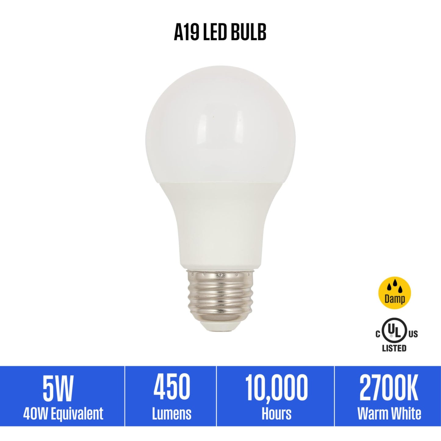 Westinghouse 5290020 5 Watt (40 Watt Equivalent) A19 Soft White LED Light Bulb, Medium Base, 6 Pack