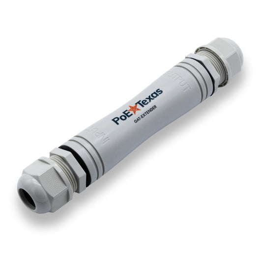 PoE Texas Outdoor PoE Repeater - Plug & Play IP67 Waterproof Extender Expands 22 Watts of Power & Gigabit Data up to 330' to High Powered Devices