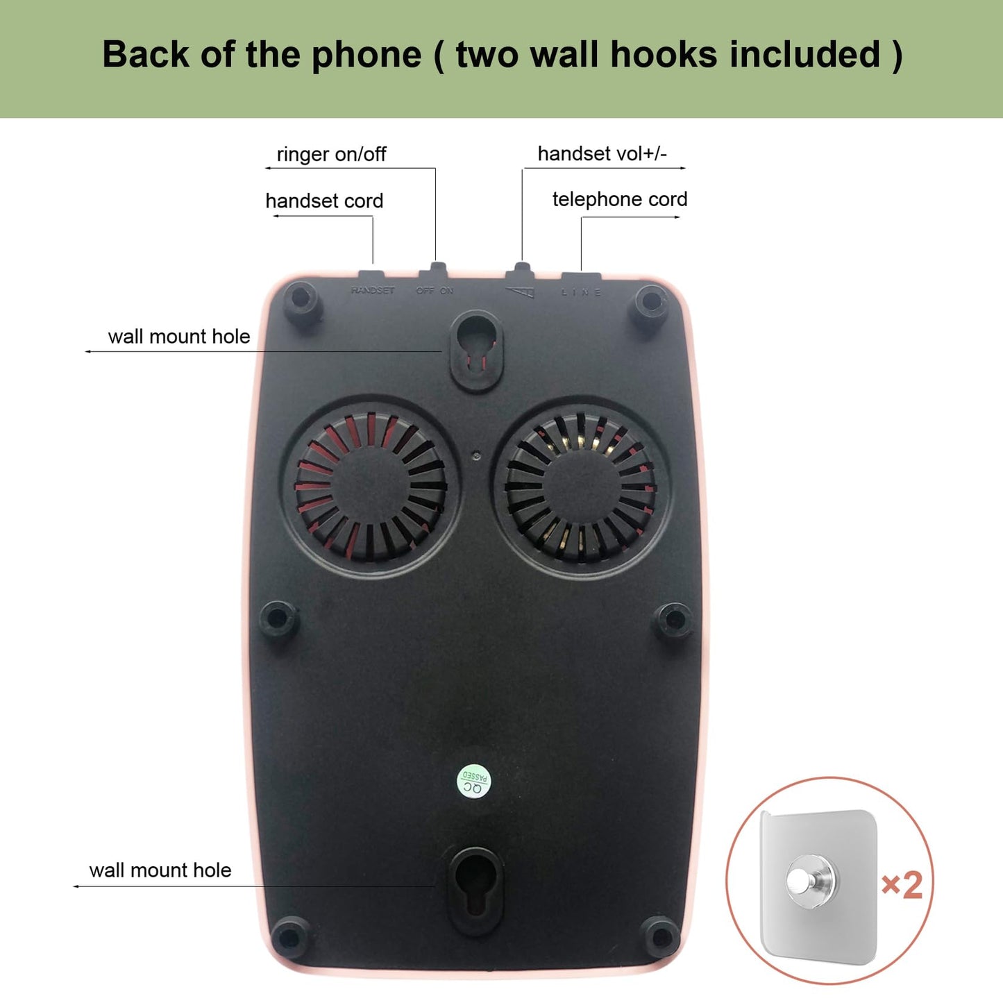 Wall Telephone, Corded Landline Phone for Home, Wall Mounted Retro Telephone, 1960s Old Fashion Antique Phones, Single Line Analog Trimline Phone