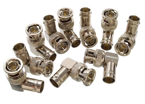 CablesOnline 10-Pack 90-Degree BNC Right-Angle Male to BNC Female Video Adapter (AV-A55-10)