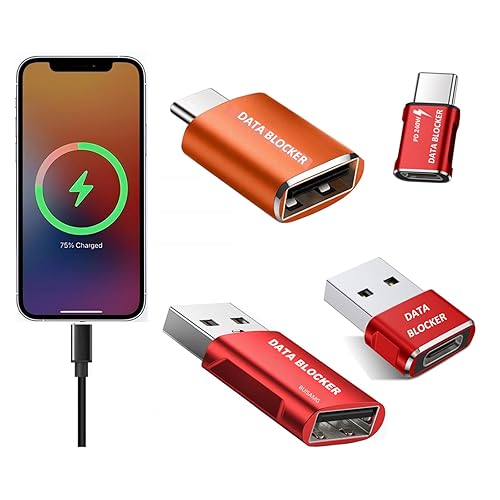 BUISAMG Data Blocker Adapter & USB C Data Blocker, A to A & A to C & C to C & C to A Only for Charge, Protect Against Juice Jacking,for iPhone 15 16…
