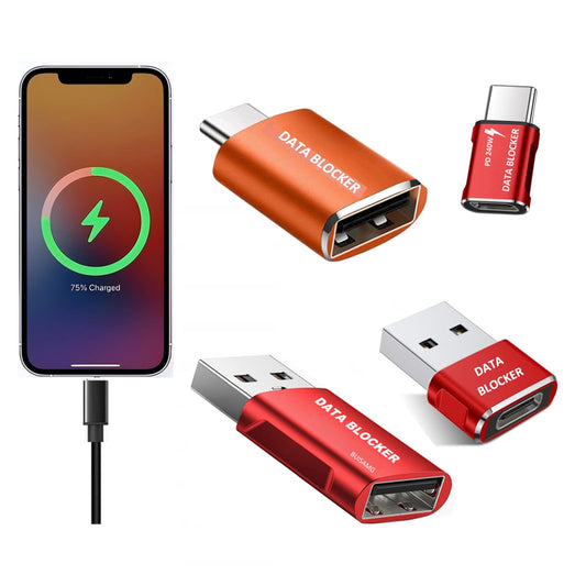 BUISAMG Data Blocker Adapter & USB C Data Blocker, A to A & A to C & C to C & C to A Only for Charge, Protect Against Juice Jacking,for iPhone 15 16…