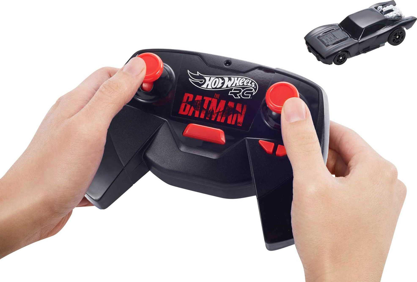 Hot Wheels Toy Car RC, 1:64 Scale Remote- Control The Batman Batmobile from The Movie, USB Rechargeable Controller, On- or Off-Track Racing