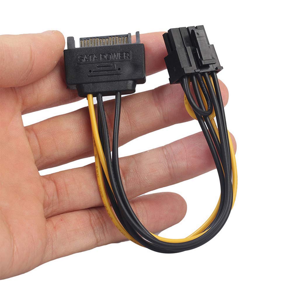 Atneway 15Pin SATA Male to 8pin(6+2) PCI-E Female Video Card Power Supply Adapter Cable,8 Pin PCIe to SATA 15 Pin Power Cable (20CM/8inch)
