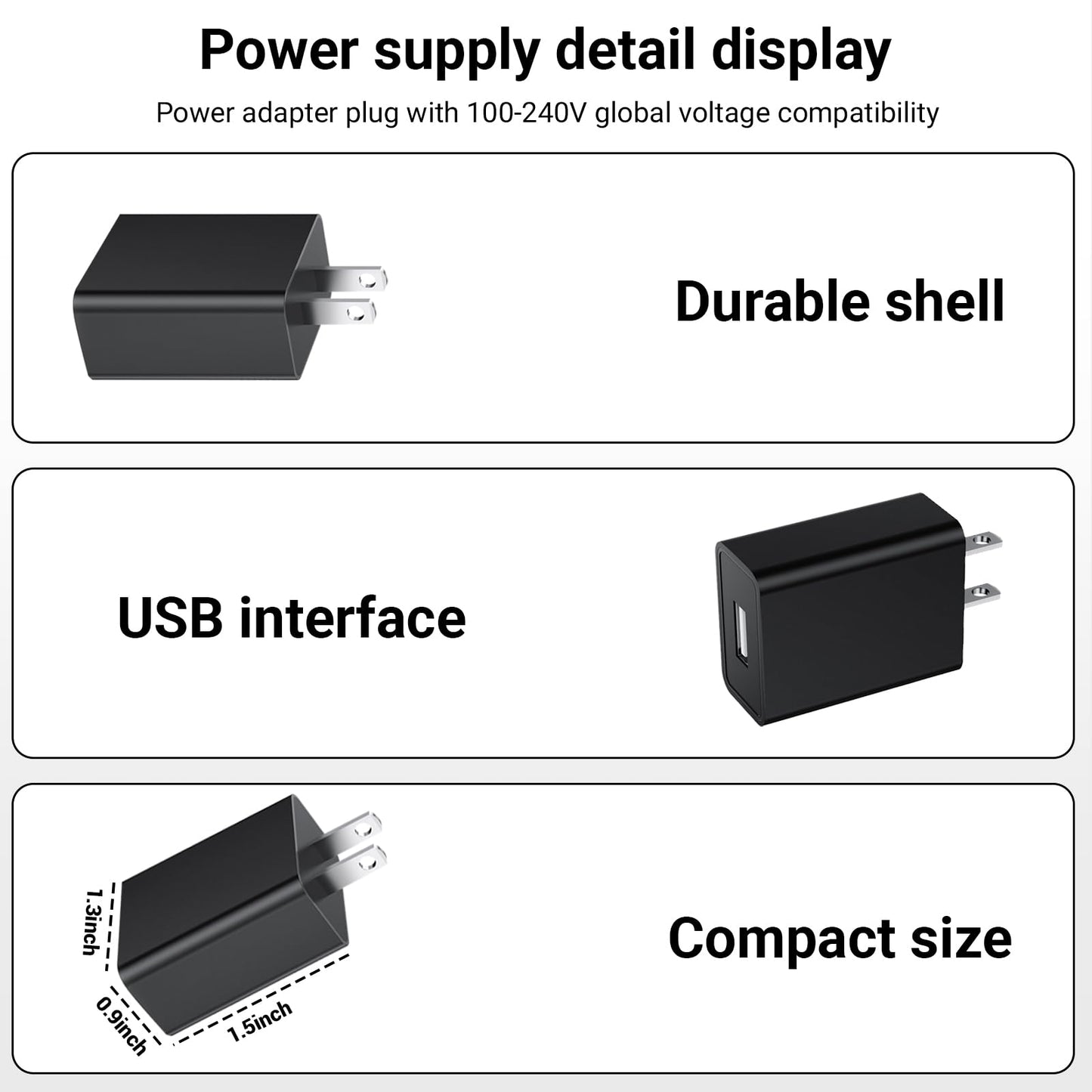 5V 2A USB Charger Universal Wall Plug Charger, USB Plug AC Power Adapter Supply
