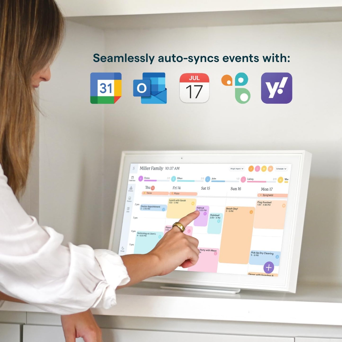 Skylight Calendar: 15-inch Wall Planner Digital Calendar & Chore Chart, Smart Touchscreen Interactive Display for Family Schedules - Wall Mount