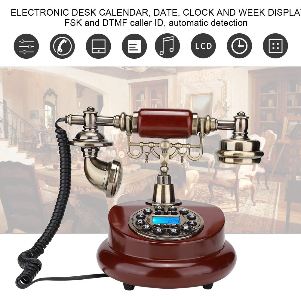 Old Fashioned Retro Telephone, MS-6100B European Retro Push Telephone Dial Desk Phone Home Decor Classical