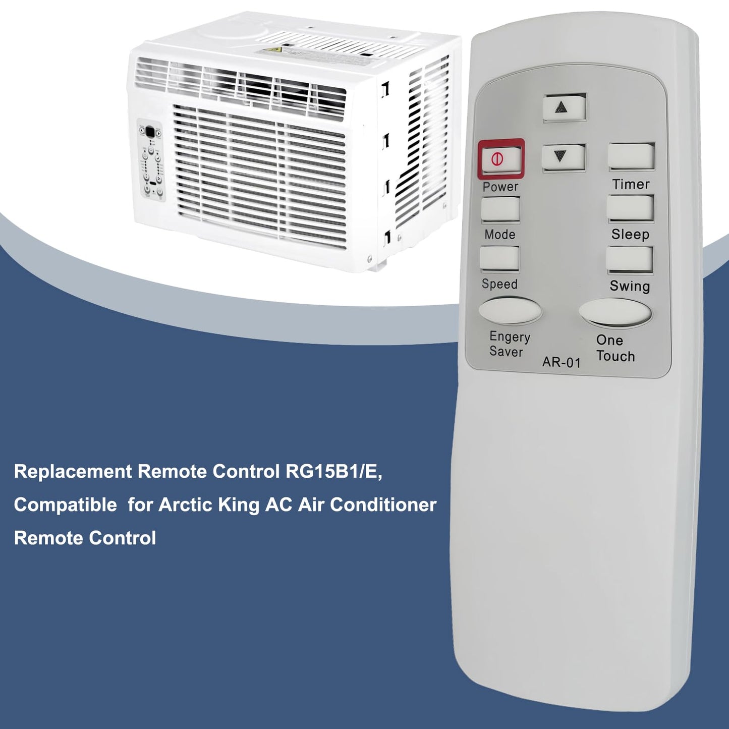 Replacement Remote Control RG15B1/E for Arctic King AC Air Conditioner Remote Control WWK05CR01N WWK05CR91N WWK06CR01N WWK06CR91N WWK08CR91N