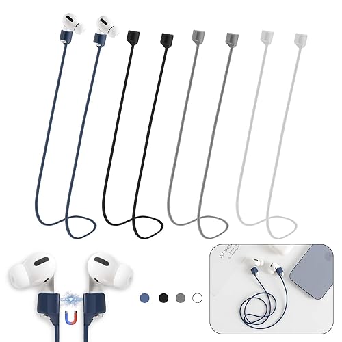 Magnetic Anti-Lost Straps for AirPods,4 Pack Ultra Strong Magnetic AirPods Strap Anti-Lost Neck Rope Cord,Soft Silicone Sports Lanyard Compatible…