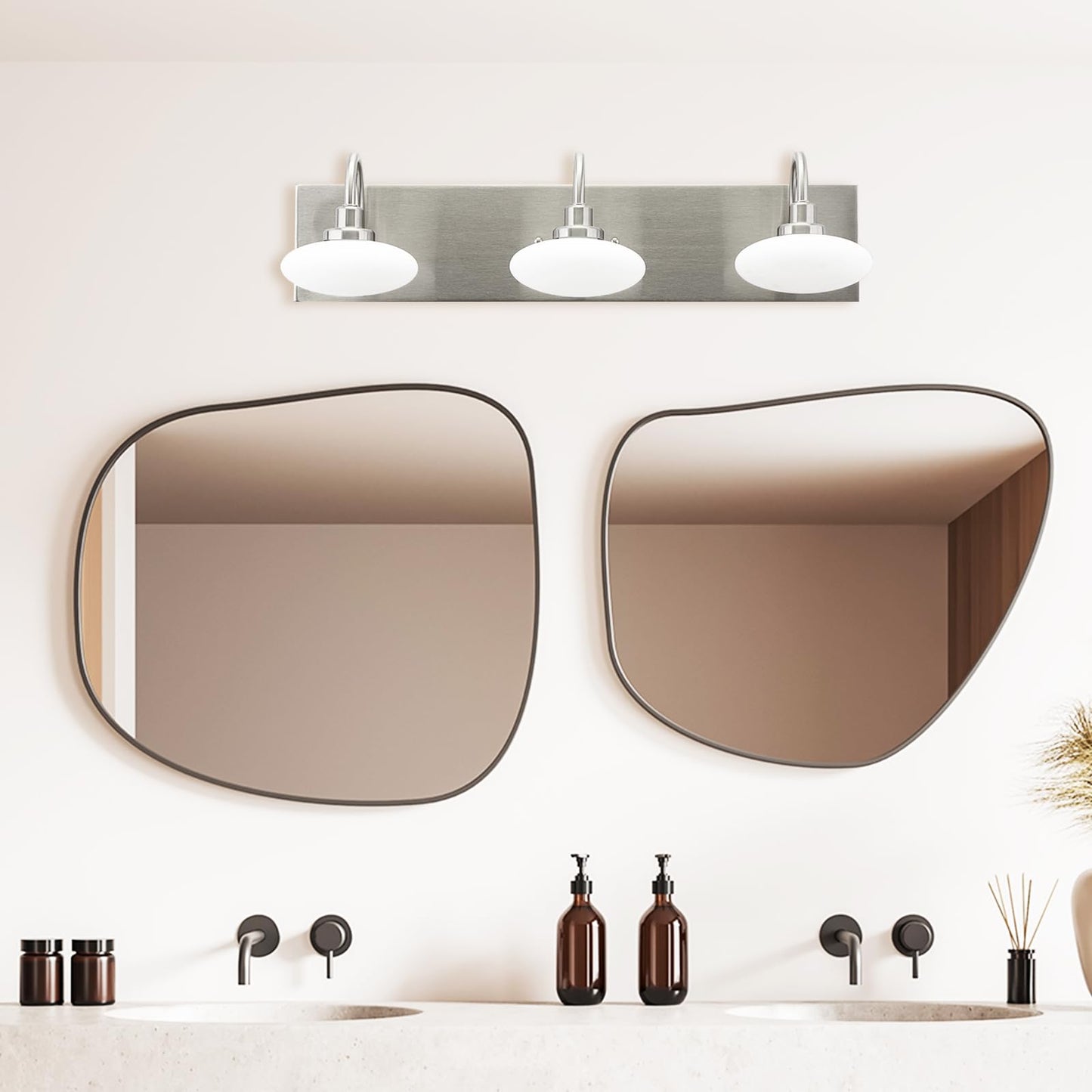Dsyan HOME Dimmable LED Bathroom Vanity Light Fixture, 3-Light Brushed Nickel Wall Sconce Lighting Over Mirror,Modern Vanity Light for Cabinet