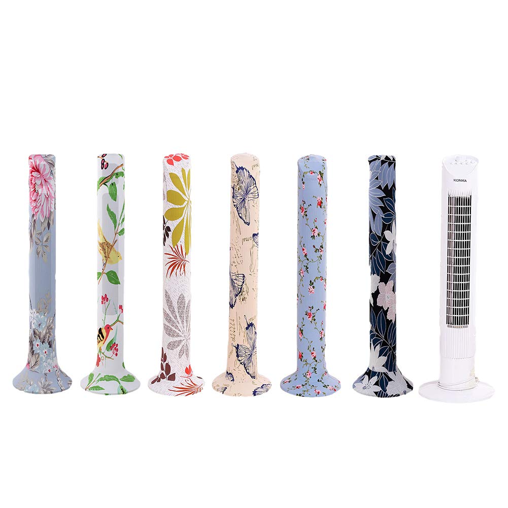 Jushom Tower Fan Dust Guard &Protecting Cover, Tower Fan Dust Guard Cover?Washable Dustproof Cover-Cover Compatible with Most Tower Fans (Blue Flower