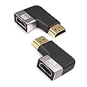 HDMI Coupler 8K, 90 Degree and 270 Degree Gold Plated Adapter 2 Pack, Right Angle HDMI Male to Female Vertical Adapter HDMI Flat Extender, Supports