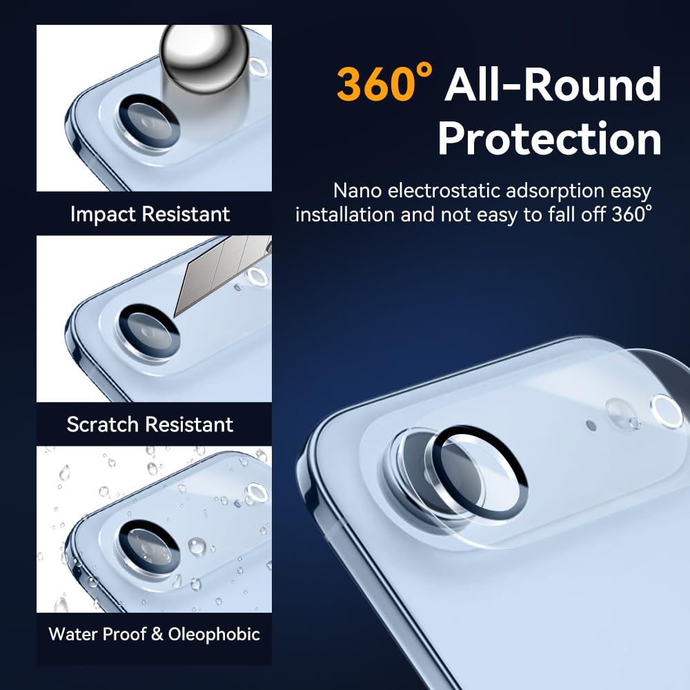 Vipsent Camera Lens Protector for iPhone 17 Air 6.6",9H Tempered Glass?Ultra HD, Scratch Resistance Easy to Install?Case Friendly? 3-Pack