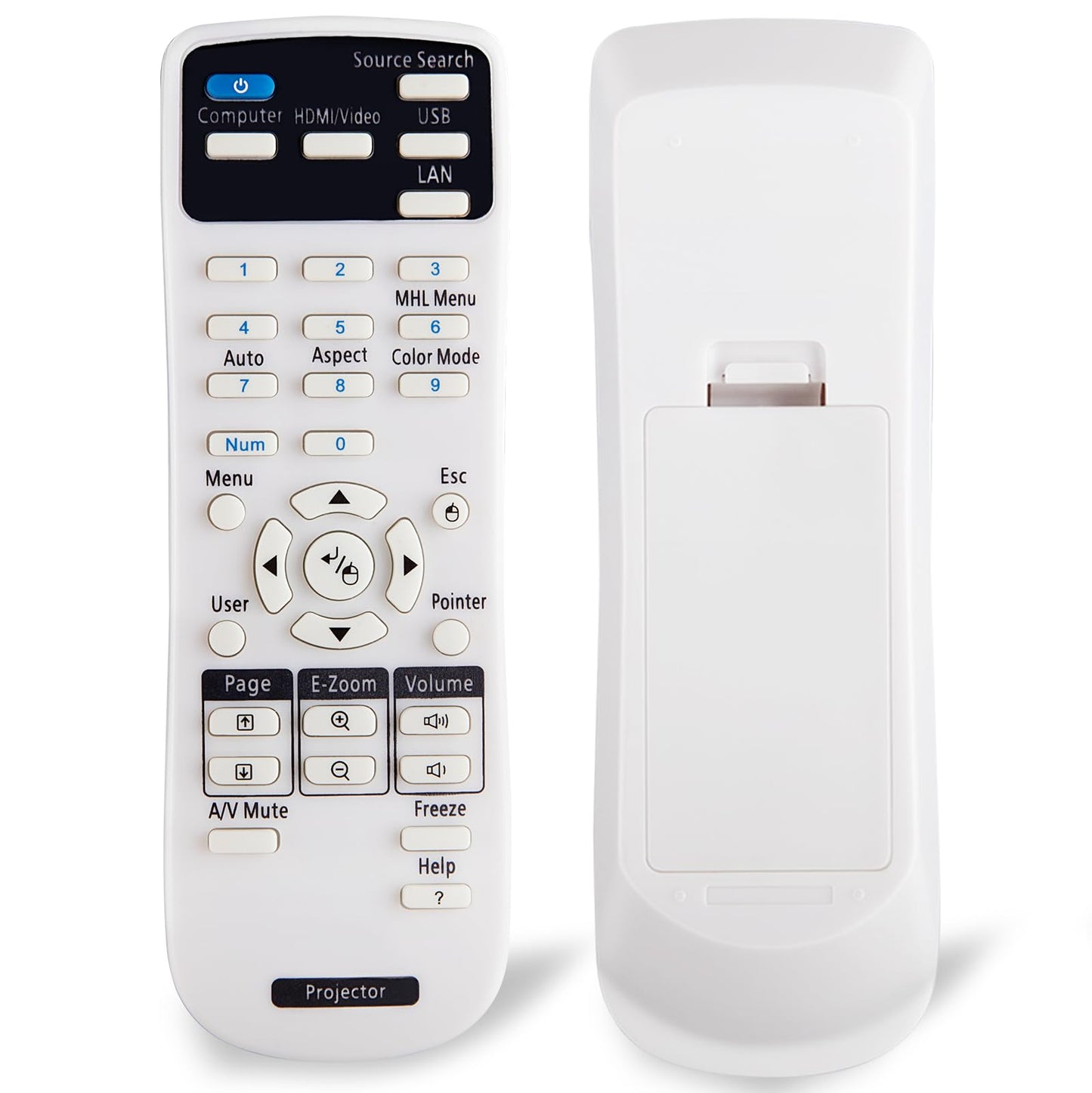 Projector Remote Control Only for Epson LCD Home Cinema, Powerlite, EB-,EX,VS, H, BrightLink, EMP- Series Projectors Remote Replacement