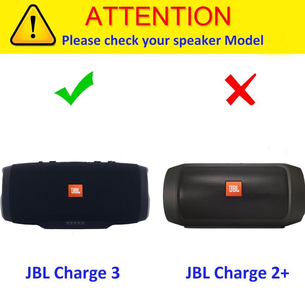 khanka Carrying Case for JBL Charge 3 Waterproof Portable Wireless Bluetooth Speaker. Extra Room for Charger and USB Cable,Case Only.(Black)