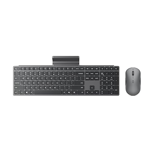 Lenovo 700 Modern Wireless Keyboard & Mouse Combo, 2.4 GHz Dongle & Dual Bluetooth Connection, AES-128 Encryption, 36 Month Battery Life, Quiet Mouse