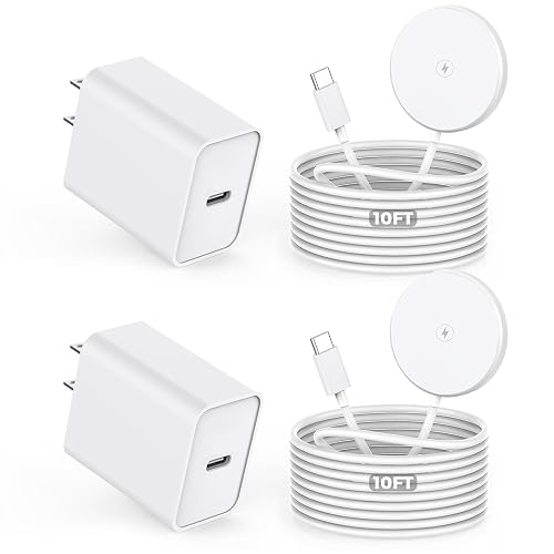 ?Apple MFi Certified?Magnetic Wireless Charger,2Pack 10FT Apple Mag-safe Charger,Fast MagSafe Charging Wireless iPhone Charge Pad USB C Block Adapter