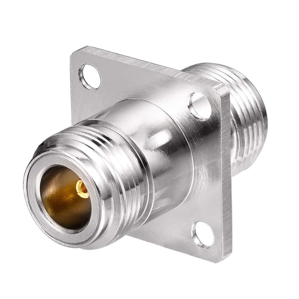 Eightwood 2pcs N Female to Female 4 Hole Flange Panel Mount Adapter for Ham Radio WiFi Antenna Cable