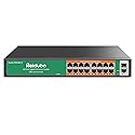 Reidubo 18 Ports Gigabit PoE Switch,16 Port Gigabit PoE+ Network Switch with 2 Uplink Gigabit Ports, 250W, Unmanaged, 19-inch Rackmount, Fanless Quiet