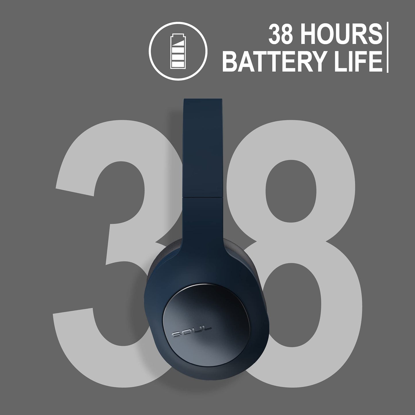 Soul Emotion Max - Over-Ear Active Noise Cancelling Headphones with Crystal Clear Calls Multipoint Connection,60H Playtime,USB-C Quick Charging…