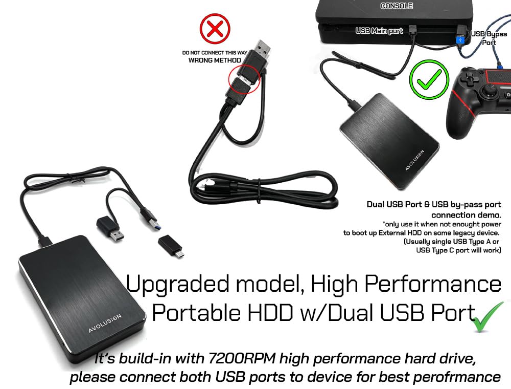 Avolusion HD250U3-Z1-PRO 2TB USB 3.0 Portable External Gaming Hard Drive (for Xbox One X, S & Series X | S - Pre-Formatted) - 2 Year Warranty