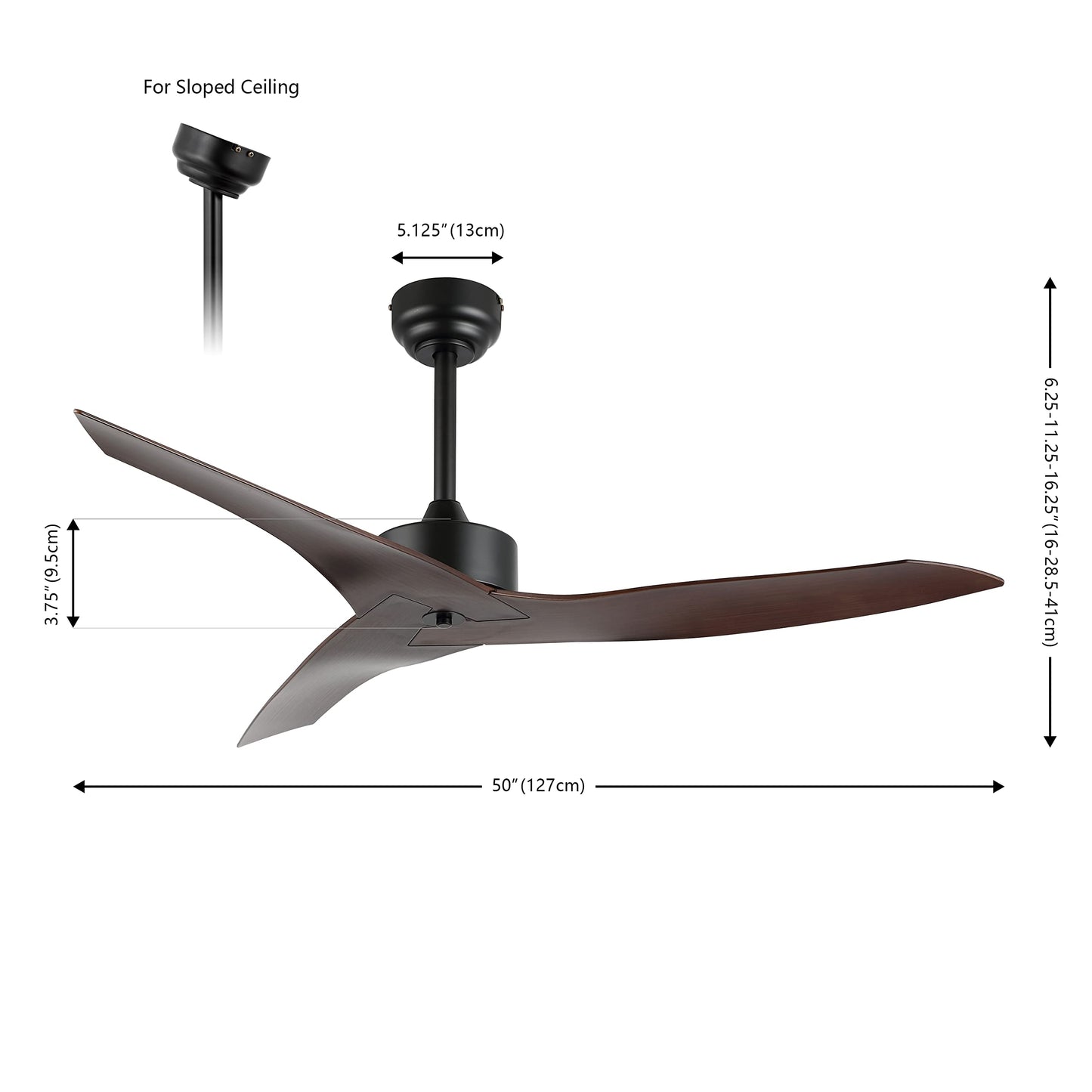 JONATHAN Y Aldrin 50" Quiet 6-Speed Fan, Neutral Brown Wood Finish