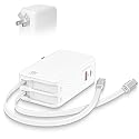 [Apple MFi Certified]45W Retractable iPhone 17 Charger Fast Charging, 4 in 1 Foldable Apple Charging Block Retractable Charger Dual USB Type C Cable