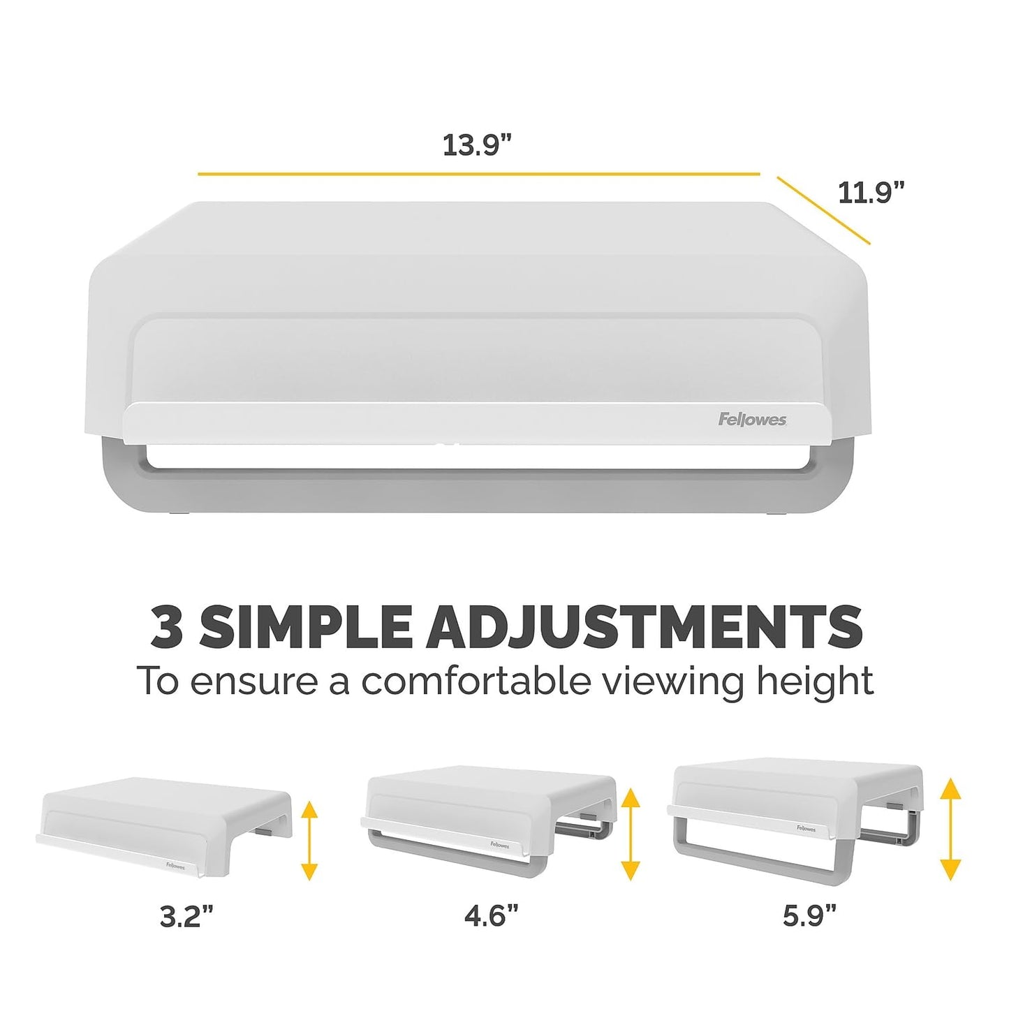 Fellowes Monitor Stand for Desk - Breyta™ 100% Recyclable Monitor Stand for the Home and Office - Ergonomic Portable Monitor Stand with 3 Height