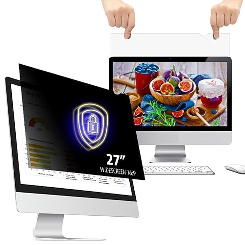 WELINC™ Light 27 Inch - 16:9 Aspect Ratio - Computer Privacy Screen Filter for Widescreen Monitor - Anti-Glare - Protects Eyes from Blue Light - Made