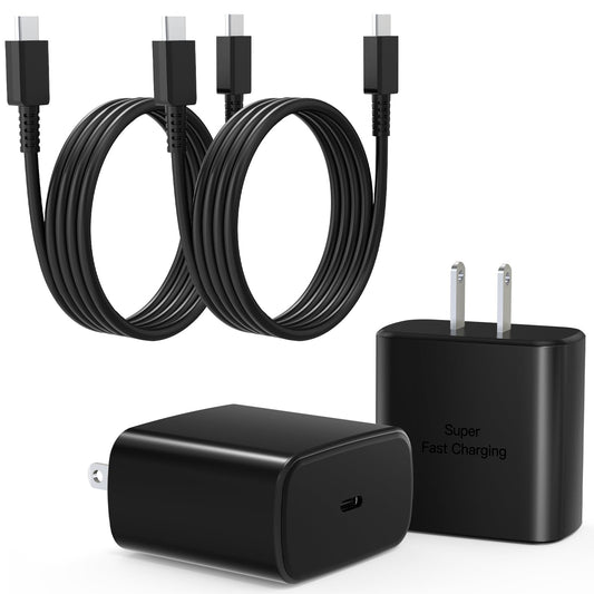 45W Super Fast Charger Block, 2Pack Type C Fast Charging Block with 6FT USB C Charger Cable Compatible with Samsung Galaxy S24 S23 S22 S21