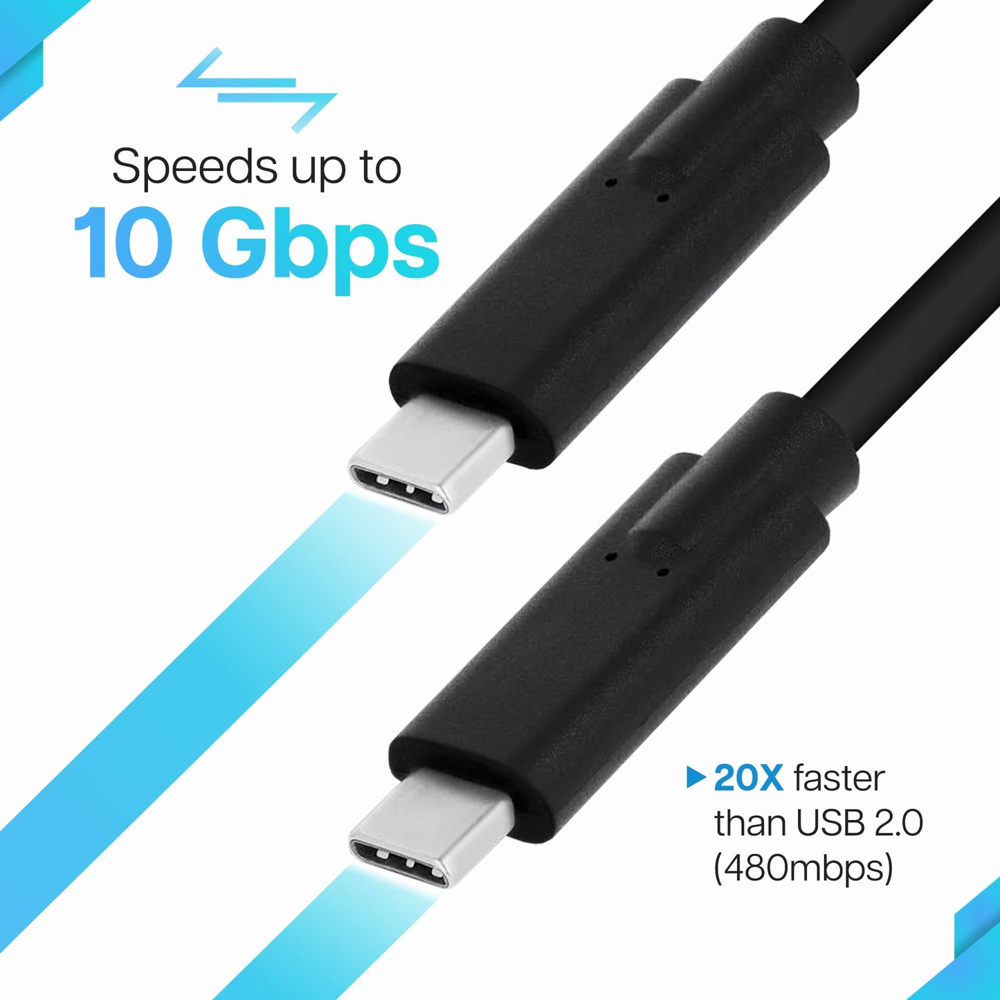 VisionTek USB-C to USB-C 3.1 Gen 2 Cable - 100W Power Delivery - 10Gbps High-Speed Data Transfer - DP Alt Mode Video Output - 2 Meters (6.56 ft)